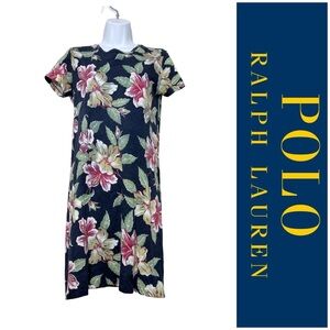 Polo Ralph Lauren Tropical Hawaiian Floral T-Shirt Dress 100% Cotton Cover Up S